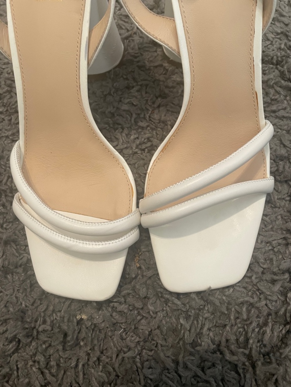 Sam Edelman White Strappy Square-Toe Ankle Strap Heels - Picture 3 of 5